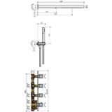 Hotbath Buddy inbouw douche set met 3 stopkranen en waterval IBS7 geborsteld nikkel staafdouche