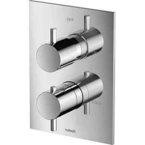 Inbouw Douchekraan Hotbath Laddy Thermostatisch 2-Weg Stop-Omstel Vierkant Geborsteld Nikkel