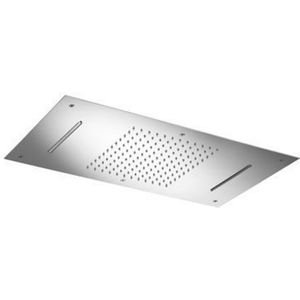 Hotbath Mate M144 Dualflow 38x70cm Hoofddouche Met Regendouche Waterval Functie En Led Verlichting Chroom - Messing - Kranen - Douchekranen