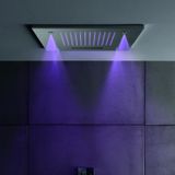 Hotbath Mate M146 Dualflow 50 x 50 cm vierkante hoofddouche met regendouche waterval functie en LED verlichting geborsteld nikkel
