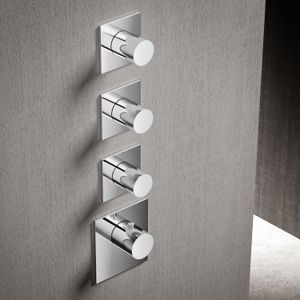 Hotbath mate afbouwdeel high flow 3 stopkranen vierkant chroom