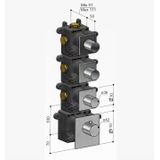 Hotbath Mate MHF023 Afdekset High Flow thermostaat met 3 stopkranen geborsteld nikkel