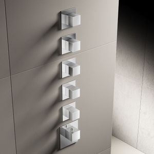 Hotbath mate afbouwdeel high flow met 5 stopkranen vierkant geborsteld nikkel
