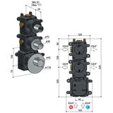 Hotbath Mate High Flow thermostaatkraan met 2 stopkranen inclusief inbouwdeel geborsteld nikkel MHF002 / MHF012GN