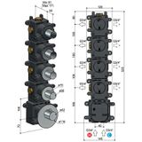 Hotbath Mate MHR4 High Flow thermostaat met 4 stopkranen geborsteld nikkel