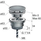 Hotbath Pal always open plug met schroef rond wit mat P708WH