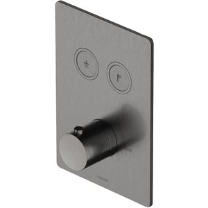 Douchethermostaat hotbath cobber inbouw 2 pushbuttons vierkant verouderd ijzer