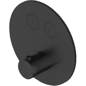 Hotbath Cobber PB009EXT afbouwdeel thermostaat met 2 pushbuttons rond mat zwart