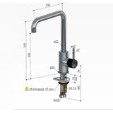 Hotbath Cobber X CX041 keukenmengkraan met draaibare uitloop mat zwart