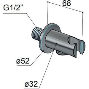 Hotbath Archie Handouche Houder Wandsteun Met Uitlaat RVS 316 AR515IX
