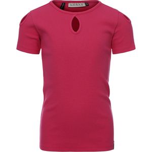 Meisjes t-shirt rib - Fluo fuchsia