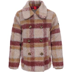 LOOXS Little Geruite Flanellen Winterjas Ecru/Donkerrood