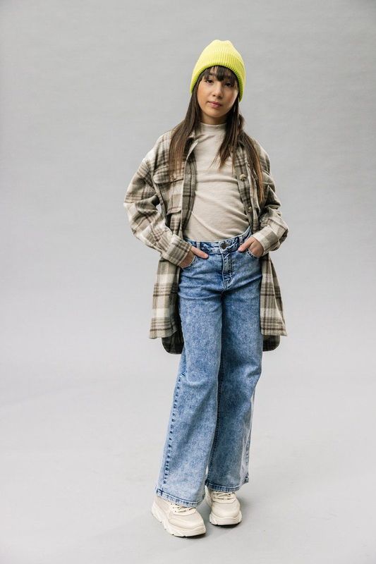 LOOXS 10sixteen Geruite Flanellen Shacket Winterjas Beige