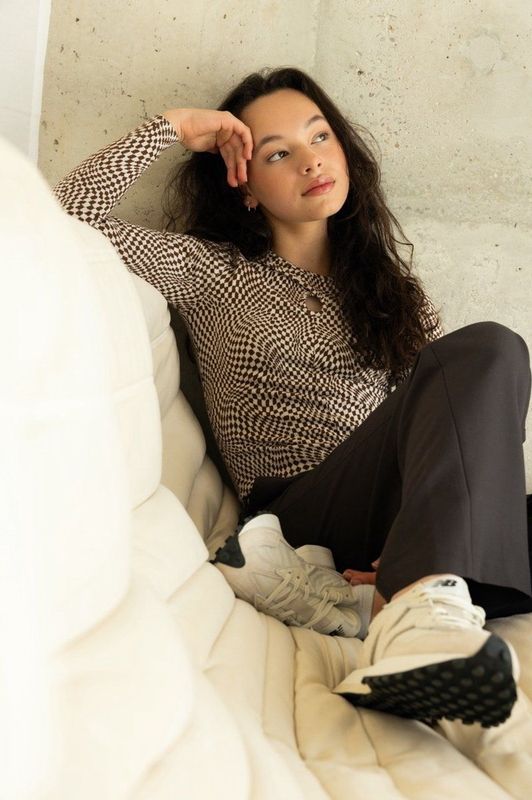 LOOXS 10sixteen 2331-5425-818 Meisjes T-Shirt6 - Bruin dessin van 68 Polyester Viscose 1 elastane