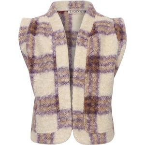 Looxs Revolution Gilet teddy/bouclé look lila ruit voor meisjes in de kleur