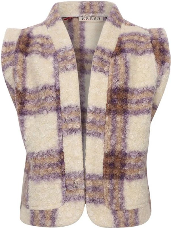 Looxs Revolution Gilet teddy/bouclé look lila ruit voor meisjes in de kleur