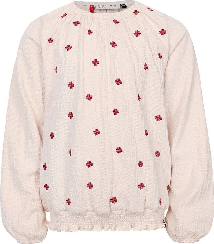 LOOXS Little Zomer top meisjes jersey embroidery - Milkshake beige
