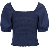 LOOXS - Blouse - Blauw - 97% Polyester 3% EA - Gesmockt met Pofmouwtjes