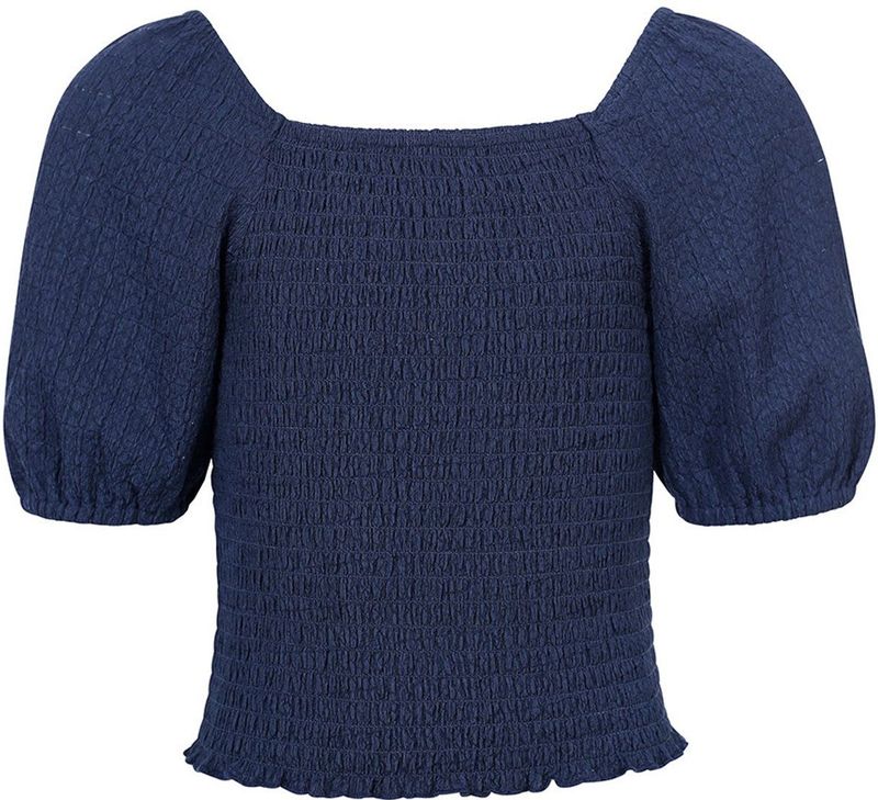 LOOXS - Blouse - Blauw - 97% Polyester 3% EA - Gesmockt met Pofmouwtjes
