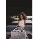 T-shirt - Offwhite - Ribjersey - Slanke Fit - Diamant Steentjes