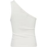 T-shirt - Offwhite - Ribjersey - Slanke Fit - Diamant Steentjes