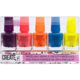 Create it! Nagellak Neon - 5 Stuks - Kleurrijk - Geschikt voor Kinderen vanaf 3 Jaar