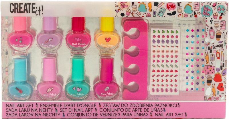 Create it! - Nailart Set - 8 Kleurrijke Nagellakjes - Voor Kinderen vanaf 6 Jaar