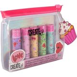 Create It! - Lippenbalsem Set - 5 Stuks - Roze, Paars, Geel, Groen, Blauw - Etui