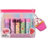 Create It! - Lippenbalsem Set - 5 Stuks - Roze, Paars, Geel, Groen, Blauw - Etui