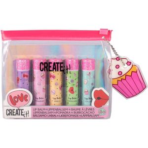 Create It! - Lippenbalsem Set - 5 Stuks - Roze, Paars, Geel, Groen, Blauw - Etui