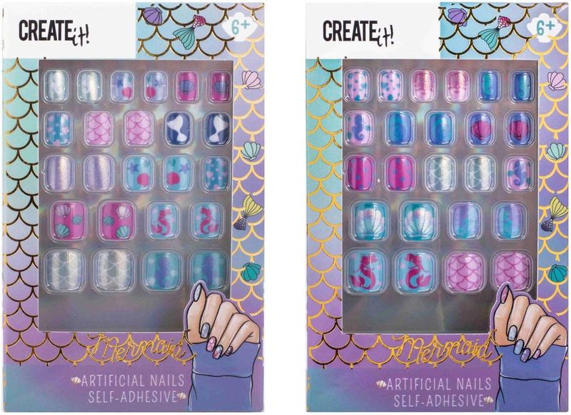Create it! Mermaid Kunstnagels - Zelfklevend - 24 Stuks - Zeemeermin Thema