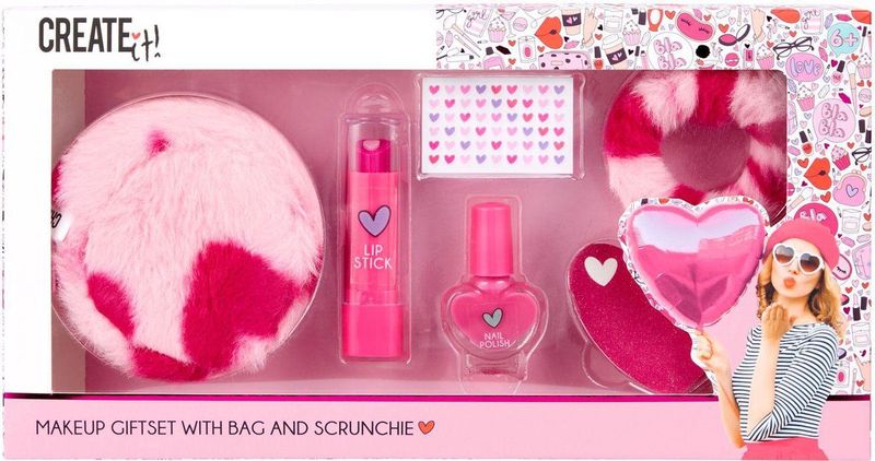 Create it! - Make-up Set - Fluffy - Hartvormige Make-up Set met Tasje en Accessoires