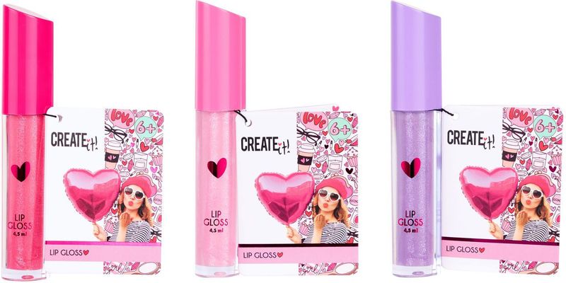 Create It! Hart Lipgloss - Roze - Paars - Donkerroze - Hartvormig