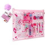 Create It! Make-Up Tasje - Doorzichtig - 6 Kleuren Oogschaduw - 3 Kleuren Nagellak - 3 Lipproducten - 3 Oogschaduwkwastjes - Nagelstickers