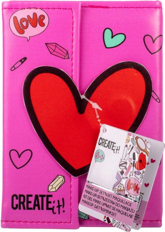 Create it! - Beauty Make-Up Boek - 17 x 12 cm - Magneetsluiting - Inclusief Spiegel en Kwastjes