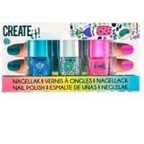 Create it! - Nagellak Glitter - Blauw, Turquoise, Roze - 3st.