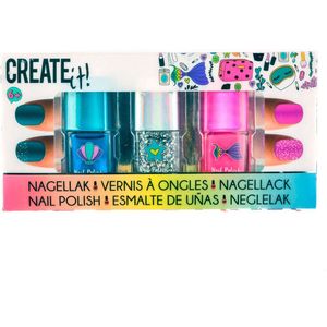 Create it! - Nagellak Glitter - Blauw, Turquoise, Roze - 3st.