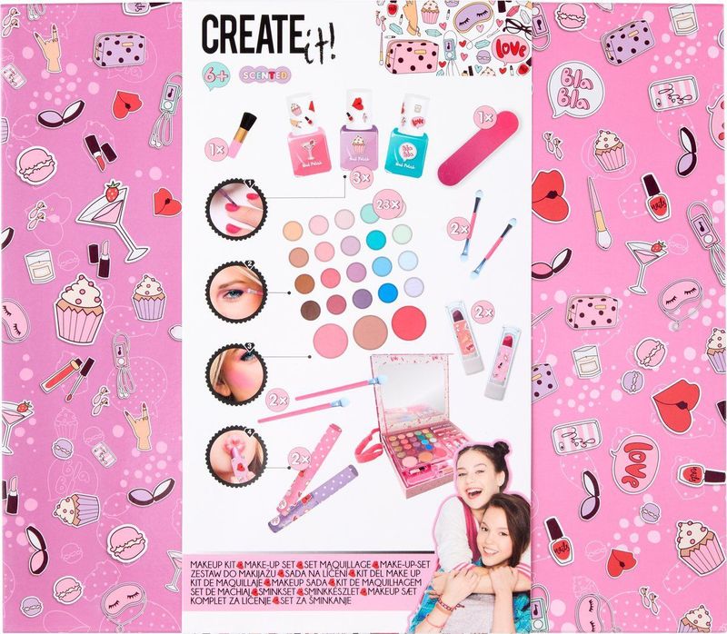 Create it! - Beautycase - Kleurenset - Inclusief Spiegel en Make-up Essentials