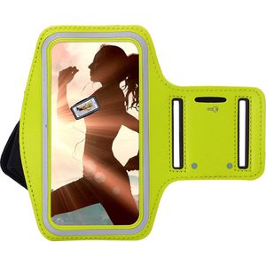 Sportarmband - Geschikt voor Samsung Galaxy S23/ S24 hoesje - Sportband - Hardloop armband telefoon - Sport armband - Hardloop telefoonhouder - Geel