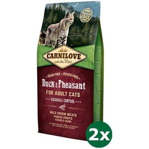 Carnilove duck / pheasant hairball kattenvoer 2x 6 kg