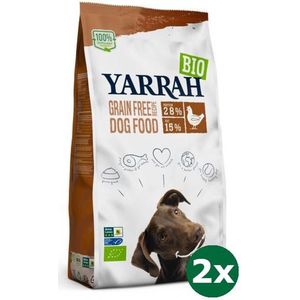 2x2 kg Yarrah dog biologische brokken graanvrij kip/vis hondenvoer