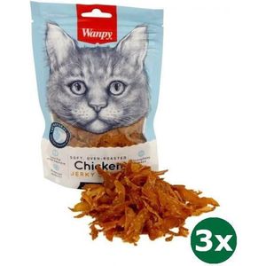 Wanpy soft oven-roasted chicken jerky strips 3x 80 gr