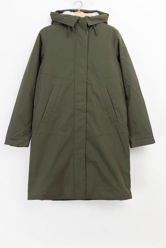 Sissy Boy Donkergroene parka met uitneembare faux fur voering