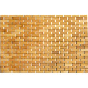 QUVIO Badmat van bamboo 70 x 50cm - Oprolbare anti-slip badmat hout - Bruin - douchemat - anti slip mat - badmat anti slip