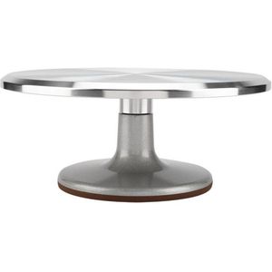 Krumble Taartplateau Draaibaar op Voet - Taartschaal - Taartstandaard - Diameter 30 cm - RVS - Geborsteld Chroom