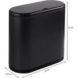 QUVIO Prullenbak - Zwart - 10L - Met Deksel