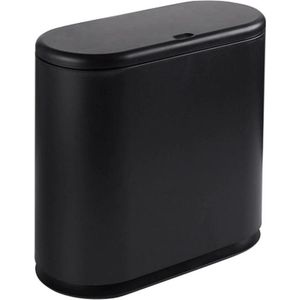 QUVIO Prullenbak - Zwart - 10L - Met Deksel
