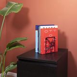 QUVIO Boekensteunen set van 2 - Boekenstandaard - Boekenhouder - Bookstand - Book holder - Boekensteun voor volwassenen - Tijdschriftenrek - Tijdschriftenhouder - Modern - Staal - Zwart - 22,3 x 14,9 x 12,5 cm (lxbxh)