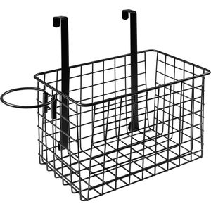 QUVIO Badkamerrekje met föhn houder / Badkamerrek / Opbergrek / Deurhanger organizer / Opbergmand / Opberger - Hangend - Staal