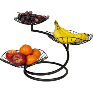 QUVIO Fruitmand 3-laags metaal - Zwart (26x50x33 cm)